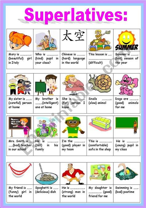 Superlative Adjectives Worksheets For Grade 5 Your Home