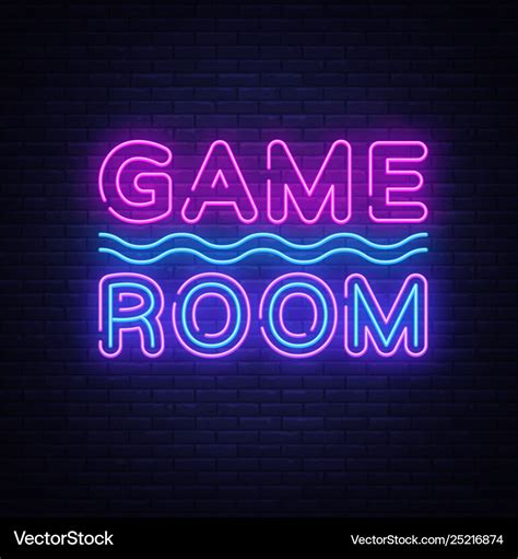 Game Room Neon Text Gaming Neon Sign Royalty Free Vector