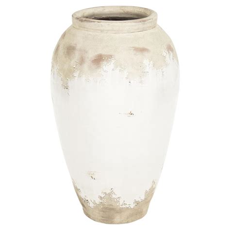 Vintage matte white american pottery vase. Siena White Rustic Distressed White Ceramic Floor Vase ...