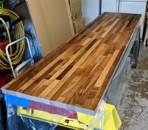 I used a medium walnut danish oil on it, applied about 3 coats with 8 hours in between each coat. Want to stain birch butcher-block to bring out contrasts ...