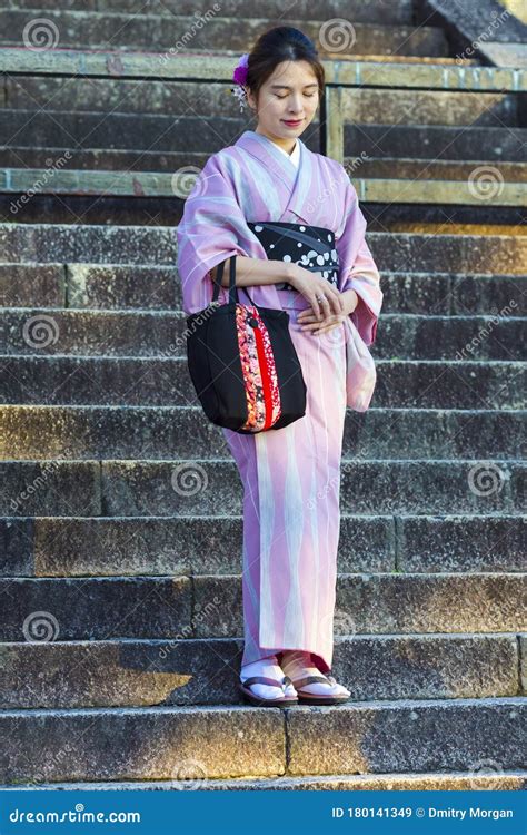 kyoto japan november 8 2019 shy and beautiful and serene japanese lady posing in geisha