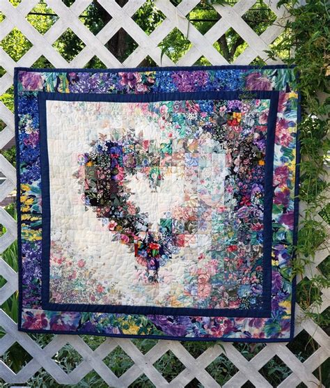 Wall Hanging Quilt Pattern Here Is My Heart Etsy Watercolor Quilt