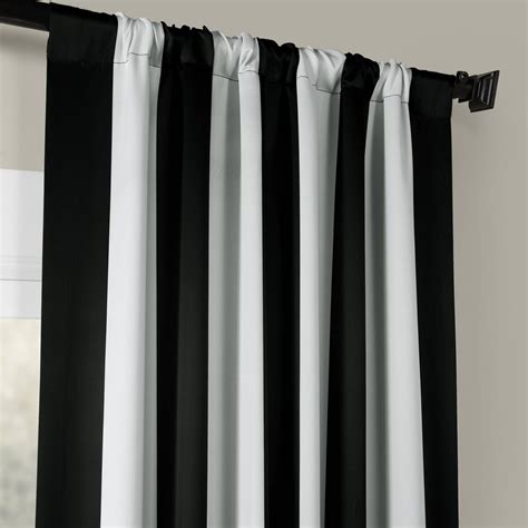 Awning Black And White Stripe Blackout Room Darkening Curtain Curtains 1