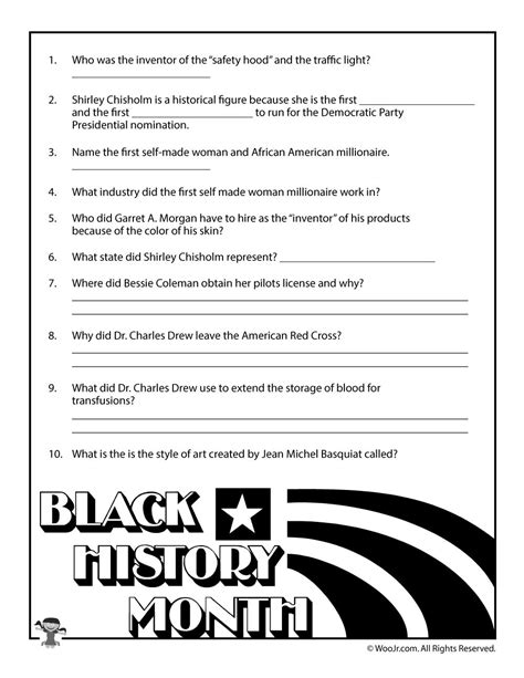 Black History Month Biographies Quiz Woo Jr Kids