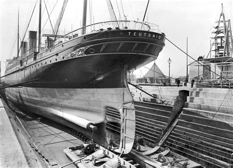 Ocean Liner Ss Teutonic In The Alexandra Graving Dock Belfast Ireland