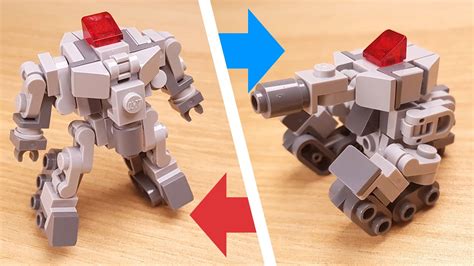 [lego mini robot tutorial] micro tank transformer mech tank man similar with megatron