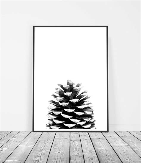 Pine Cone Print Scandinavian Decor Black And White Nordic Etsy Uk