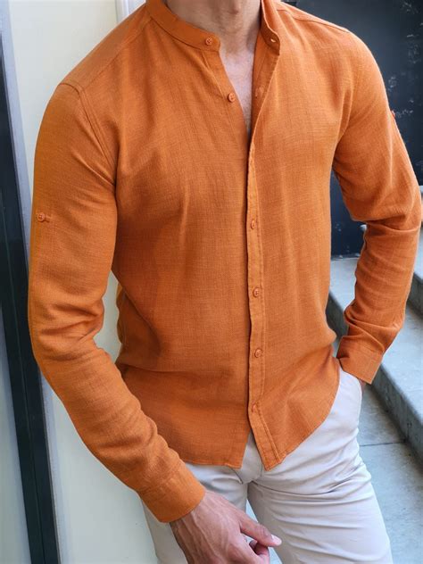 Gentwith Madison Bright Orange Slim Fit Cotton Shirt Casual Shirts