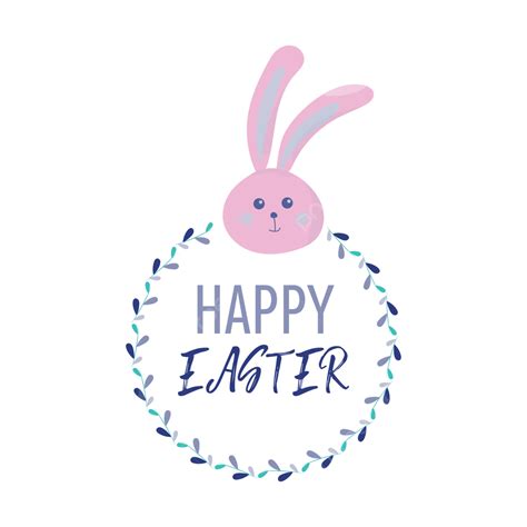 Happy Easter Bunny Vector Art Png Happy Easter Greeting With Flower