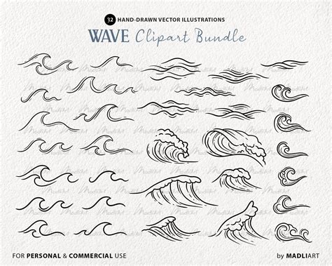 Ocean Wave Vector Clipart Set Beach Wave Svg Design Cuts