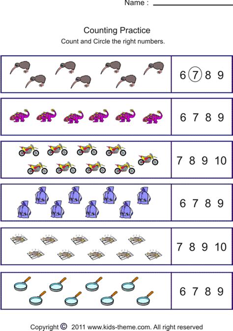 These preschool math worksheets pdf are being designed to improve the lateral thinking and cognitive skills of children.prekinders math printables give the opportunity to exercise on every single topic in a very simple manner which is also easy for children to understand. Counting Objects to 10 Worksheets