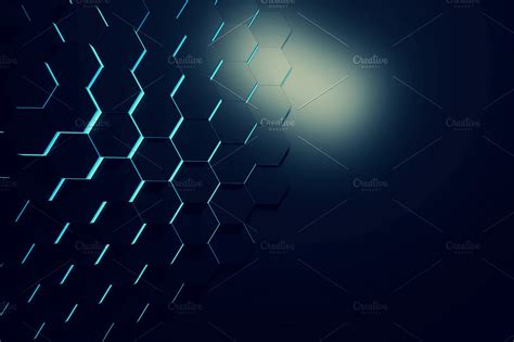 Glowing Blue Hexagon Background High Quality Abstract Stock Photos