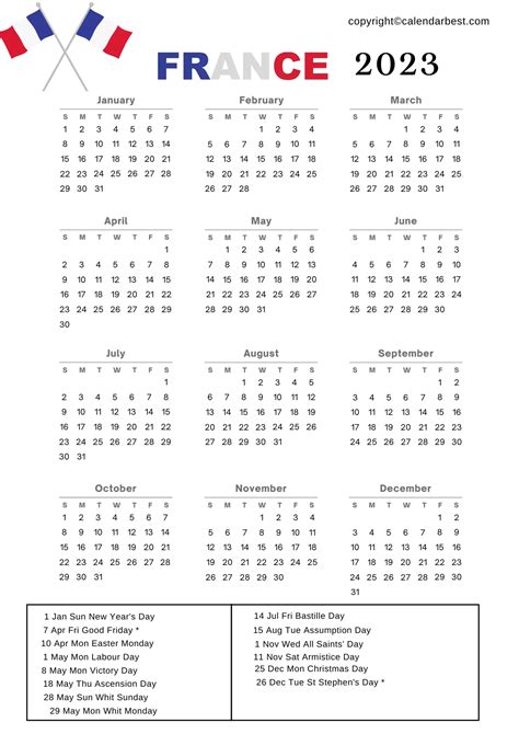 Printable 2023 France Calendar Best Printable Calendar Vrogue
