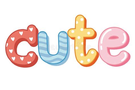 Cute Word Hand Drawn In Colorful On White Backgroundisolated Stock