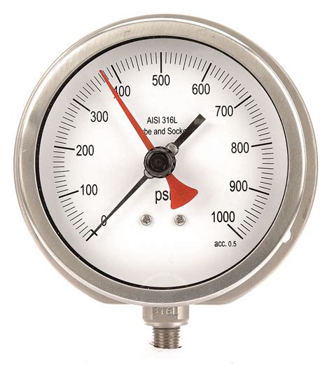 Grainger Approved Pressure Gauge 0 To 1000 Psi Range 14 In Npt ±0