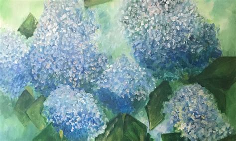 Hydrangeas Painting Large Floral Painting Blue Hydrangeas Etsy
