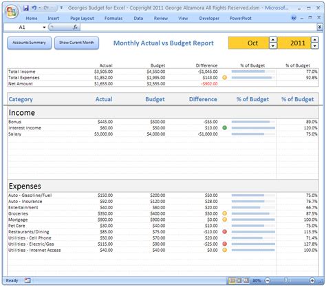 georges budget  excel  excel budget template budget
