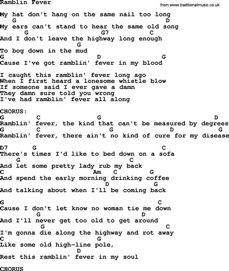 Ramblin Fever By Merle Haggard Lyrics And Chords