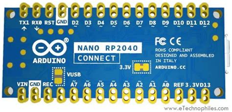 Introduction To Arduino Nano RP2040 Connect Pinout Specs Datasheet