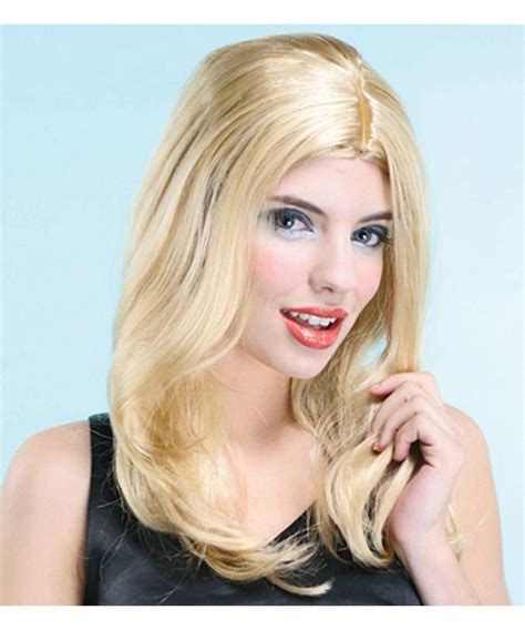 Blonde Lisa Feathered Long Flicky Wig Womens Ladies Fancy Dress Costume