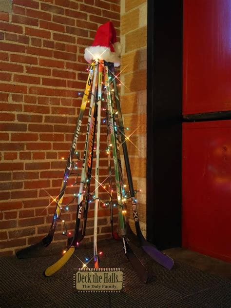 Check Out This Tree Made From Hockey Sticks Hockey Christmas Hockey