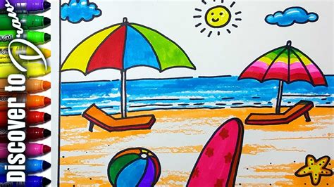 How To Draw A Beach Art For Kids Hub