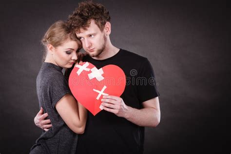 Sad Couple Holds Broken Heart Stock Image Image Of Couple Wife