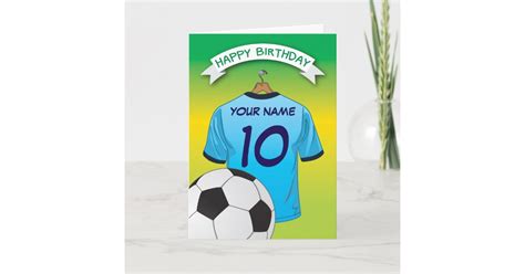 Soccer Football Pale Blue Shirt Sports Birthday Card Zazzle