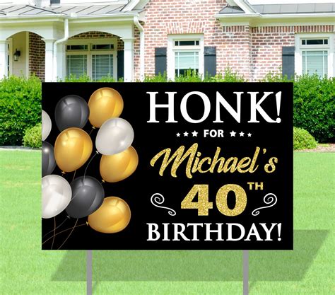 Happy Birthday Yard Sign Honk For 40th Birthday Birthday Etsy
