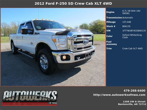 Autowerks Of Nwa Used 2012 Oxford White Ford F 250 Sd For Sale In