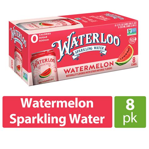 Waterloo Sparkling Water Watermelon 12 Fl Oz 8 Pack Cans