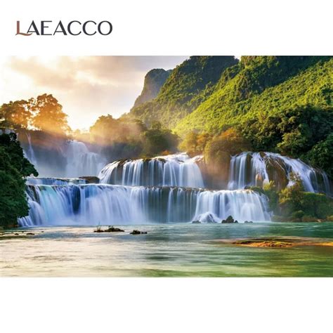 Laeacco Natural Scenery Waterfall River Mountain Home Decor Poster