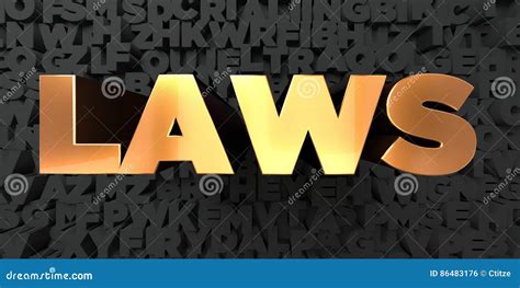 Laws Gold Text On Black Background 3d Rendered Royalty Free Stock