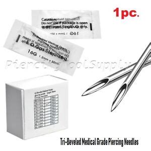 1pc Tri Beveled Medical Grade STERILIZED Body Piercing Needles 20G 18G