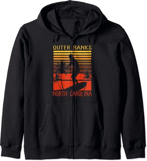 Outer Banks North Carolina Beach Obx Surfing Sunset Zip Hoodie Amazon