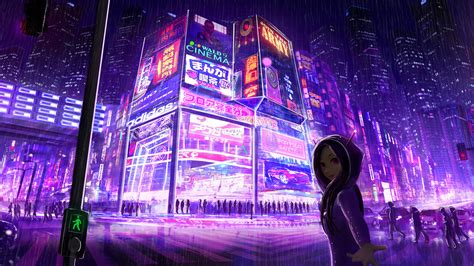 2560x1440 Cyberpunk Cityscape Girl Digital Art 1440p