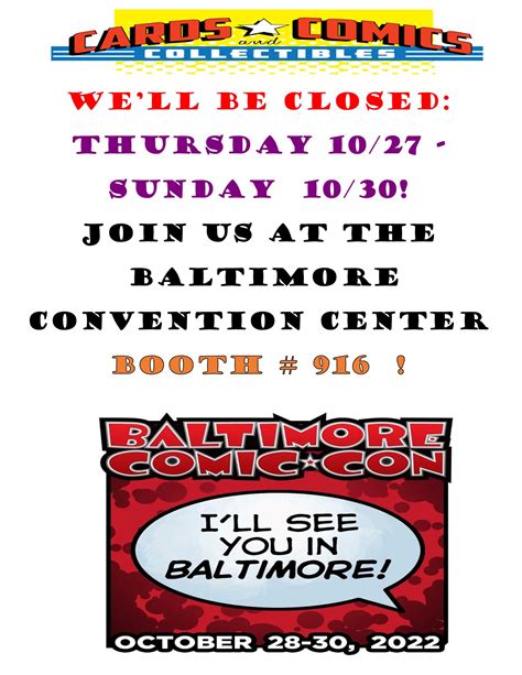 Baltimore Comic Con 2022 Cards Comics And Collectibles