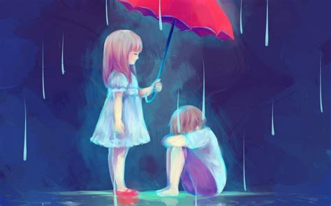 Anime Girl Crying In The Rain Alone