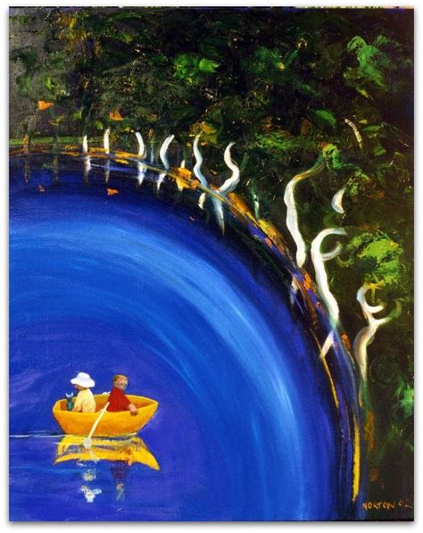 blue cat in yellow boat helen norton art