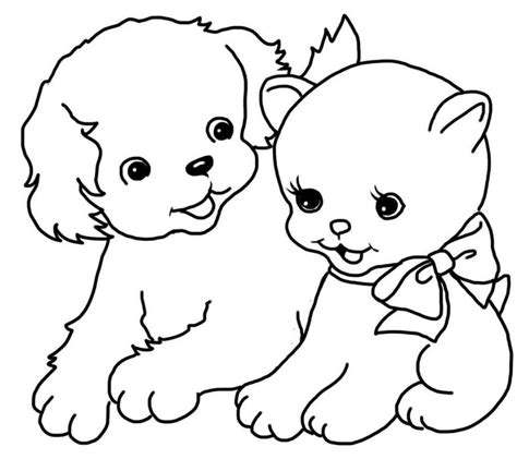 Kitten And Puppy Coloring Pages