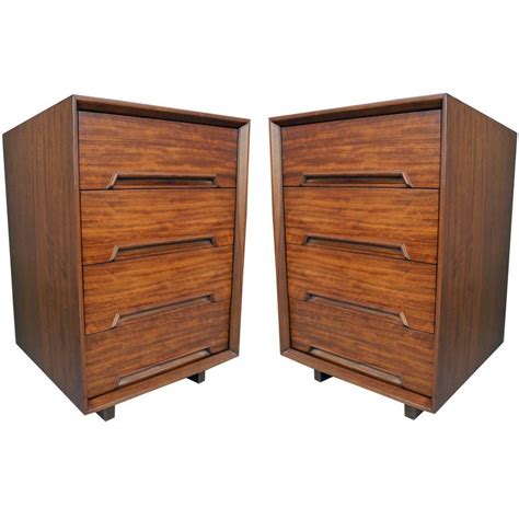 Drexel brand 2 piece mahogany highboy with 11 drawers, queen ann legs, and bonnet top. Pair of Mahogany Nightstands by Milo Baughman for Drexel ...