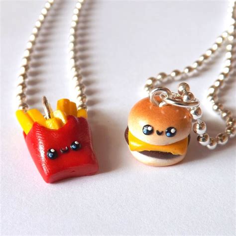 Burger And Fries Best Friend Necklace Bff Charm Necklaces