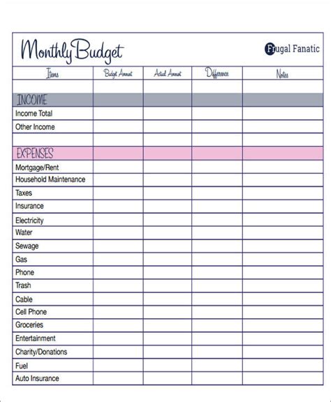 Free Printable Budget Forms Printable Free Templates Download