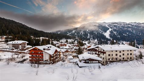 Winter Village In The Italian Alps