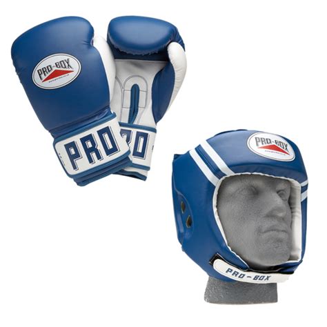 Pro Box Club Essentials Pu Glove And Headguard Boxing Set Blue