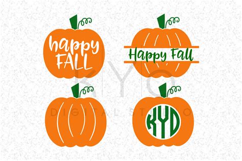 Happy Fall Autumn Halloween Pumpkin Monogram Svg Dxf Png Eps Files For