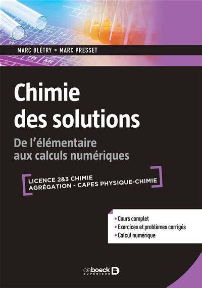 Chimie Des Solutions De L L Mentaire Aux Calculs Num Riques Broch