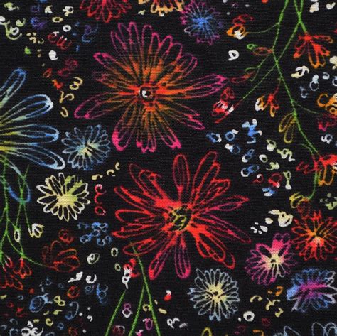 Black Floral Fabric By The Yard Robert Kaufman Fabric
