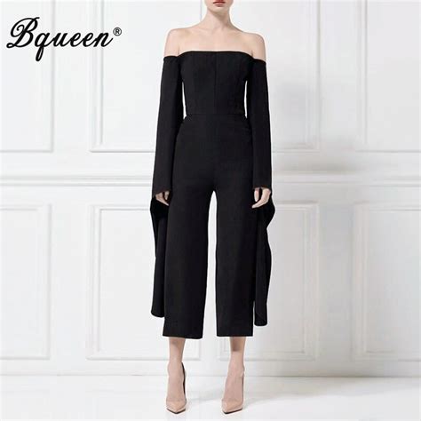 Bqueen 2017 Ankle Length Pants Jumpsuits Sexy Off Shoulder Full Sleeve