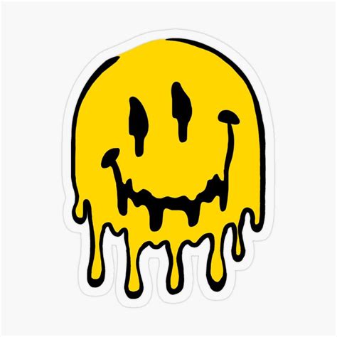 Dripping Smiley Face Sticker By Ashlea Cook Face Stickers Smiley